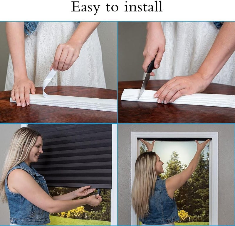 كيلا ستائر نوافذ مطوية، مصاريع نوافذ، ستائر معتمة مطوية مصنوعة من مادة غير منسوجة 100%، ستائر نوافذ غير منسوجة لتصفية الضوء، سهلة التركيب لغرف النوم والحمامات وغرف المعيشة والمطابخ - Image 3